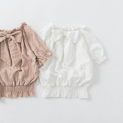 日本童裝 Branshes 銀色波點蝴蝶結上衣 90-150cm 女童款 夏季 TOPS