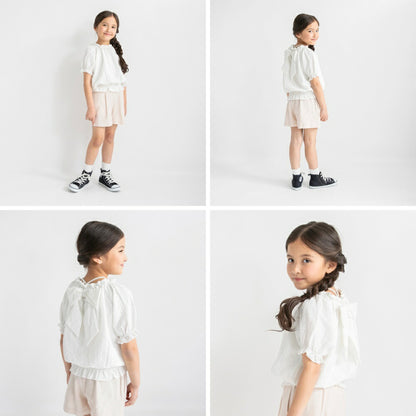 日本童裝 Branshes 銀色波點蝴蝶結上衣 90-150cm 女童款 夏季 TOPS