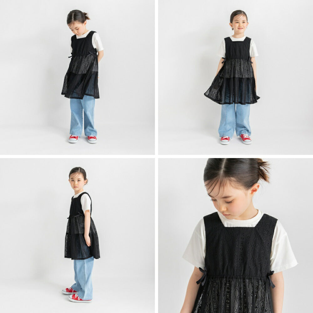 日本童裝 Branshes 蕾絲長版背心上衣兩件套裝 80-150cm 女童款 夏季 TOPS