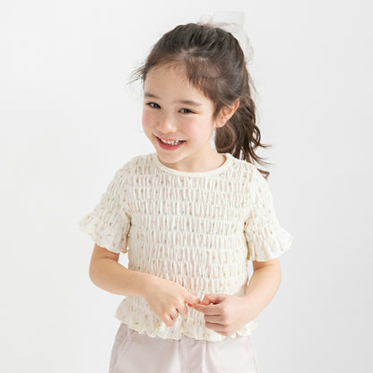 日本童裝 Branshes 打攬皺皺碎花上衣 80-150cm 女童款 夏季 TOPS