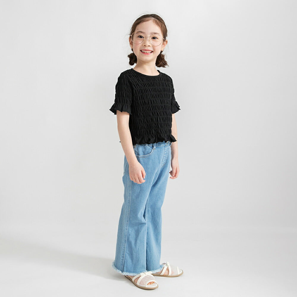 日本童裝 Branshes 打攬皺皺碎花上衣 80-150cm 女童款 夏季 TOPS
