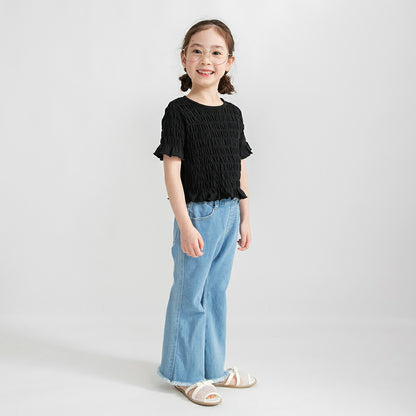 日本童裝 Branshes 打攬皺皺碎花上衣 80-150cm 女童款 夏季 TOPS