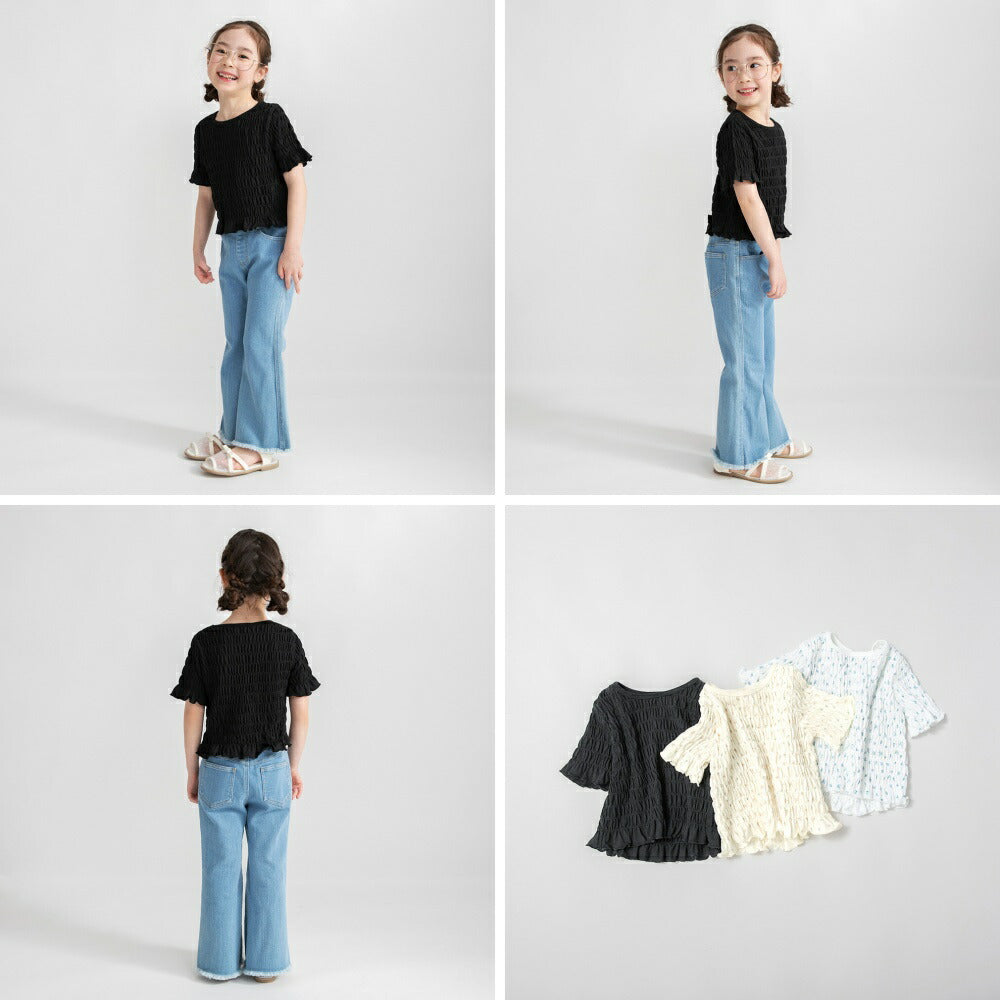 日本童裝 Branshes 打攬皺皺碎花上衣 80-150cm 女童款 夏季 TOPS