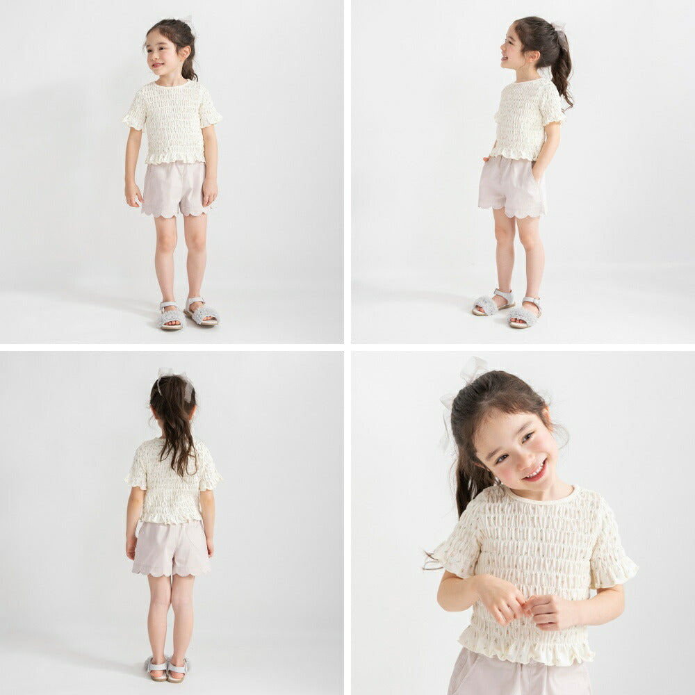 日本童裝 Branshes 打攬皺皺碎花上衣 80-150cm 女童款 夏季 TOPS
