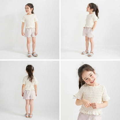 日本童裝 Branshes 打攬皺皺碎花上衣 80-150cm 女童款 夏季 TOPS