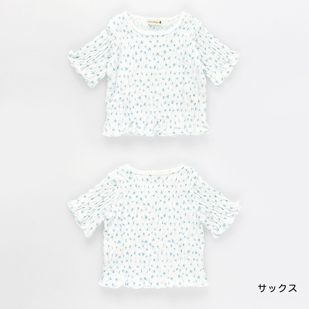 日本童裝 Branshes 打攬皺皺碎花上衣 80-150cm 女童款 夏季 TOPS