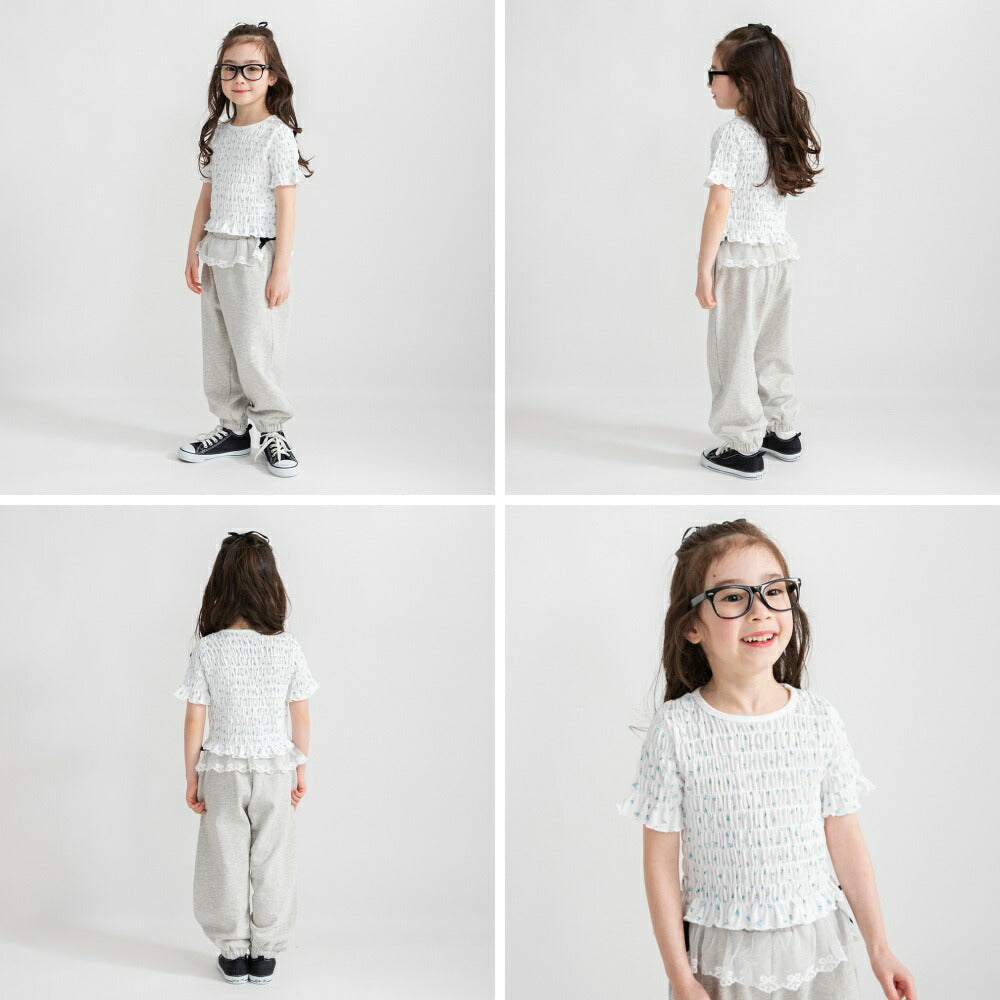 日本童裝 Branshes 打攬皺皺碎花上衣 80-150cm 女童款 夏季 TOPS