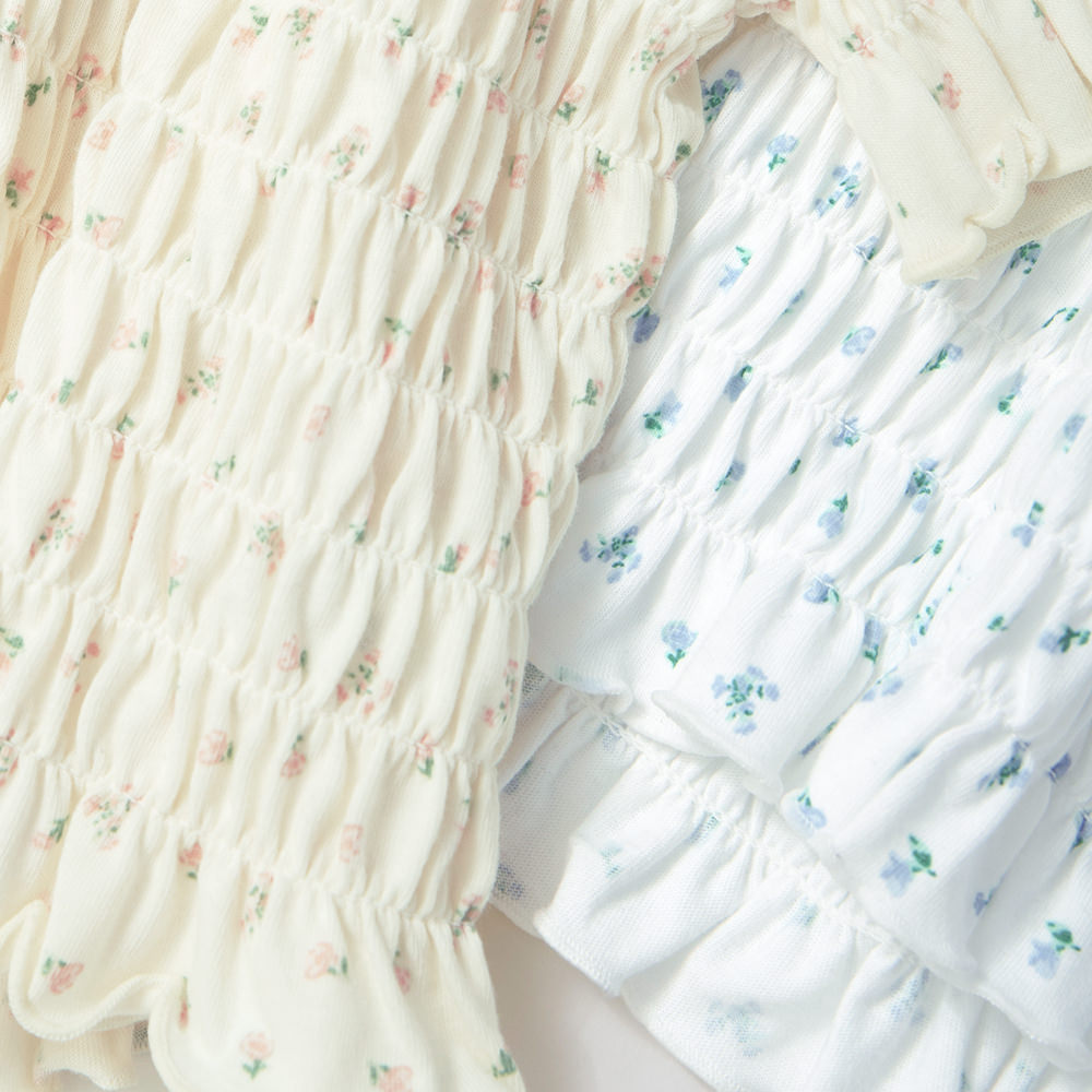 日本童裝 Branshes 打攬皺皺碎花上衣 80-150cm 女童款 夏季 TOPS
