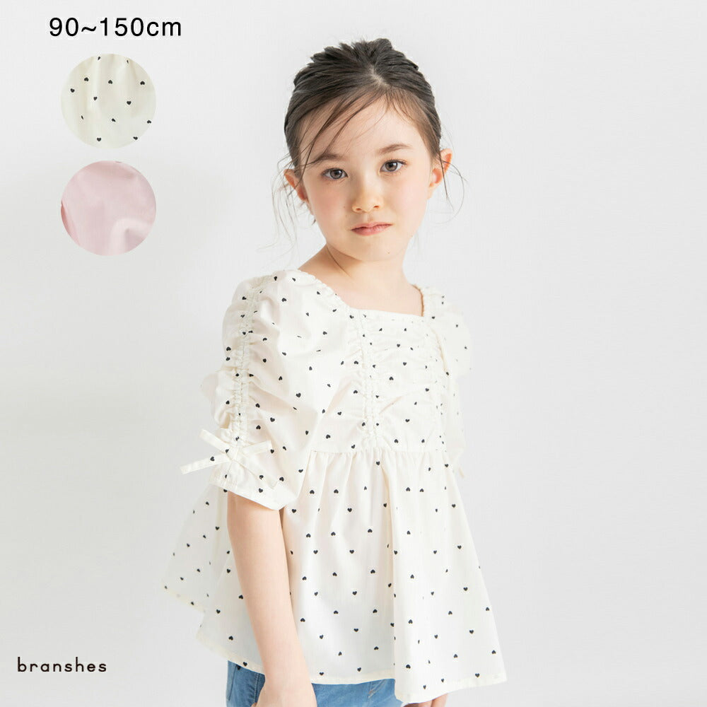 日本童裝 Branshes 緞帶蝴蝶結手袖上衣 90-150cm 女童款 夏季 TOPS