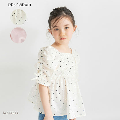 日本童裝 Branshes 緞帶蝴蝶結手袖上衣 90-150cm 女童款 夏季 TOPS