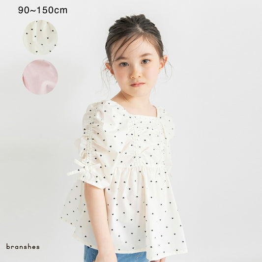 日本童裝 Branshes 緞帶蝴蝶結手袖上衣 90-150cm 女童款 夏季 TOPS