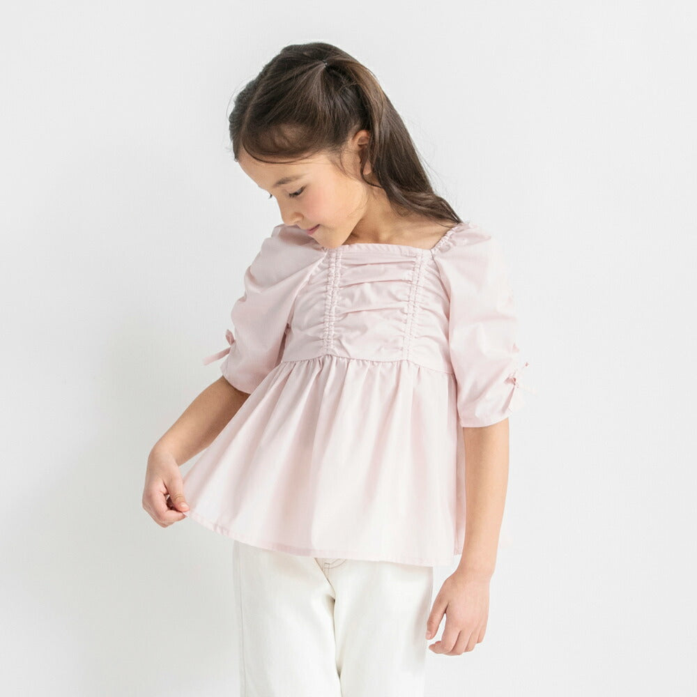 日本童裝 Branshes 緞帶蝴蝶結手袖上衣 90-150cm 女童款 夏季 TOPS