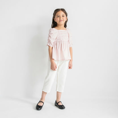 日本童裝 Branshes 緞帶蝴蝶結手袖上衣 90-150cm 女童款 夏季 TOPS