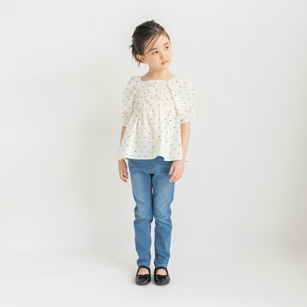 日本童裝 Branshes 緞帶蝴蝶結手袖上衣 90-150cm 女童款 夏季 TOPS