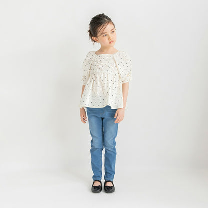 日本童裝 Branshes 緞帶蝴蝶結手袖上衣 90-150cm 女童款 夏季 TOPS