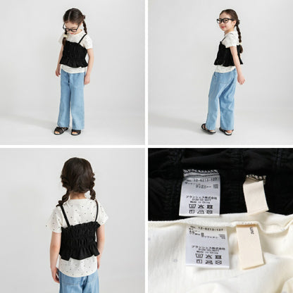 日本童裝 Branshes 打攬吊帶假兩件上衣 80-150cm 女童款 夏季 TOPS