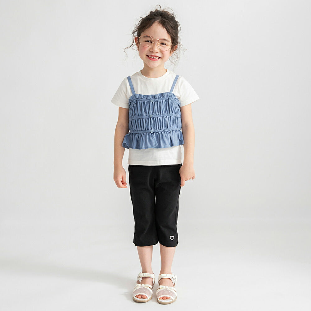 日本童裝 Branshes 打攬吊帶假兩件上衣 80-150cm 女童款 夏季 TOPS