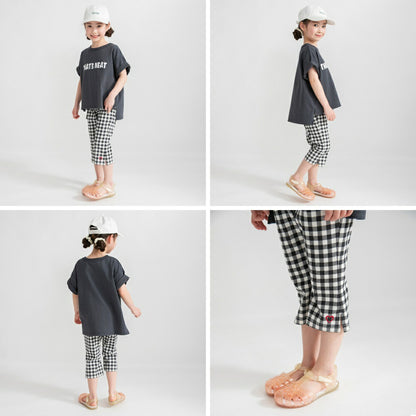日本童裝 Branshes 心形刺繡彈力七分褲 80-130cm 女童款 夏季 PANTS