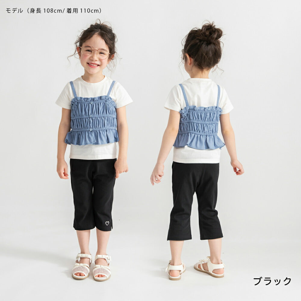 日本童裝 Branshes 心形刺繡彈力七分褲 80-130cm 女童款 夏季 PANTS
