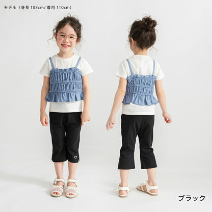 日本童裝 Branshes 心形刺繡彈力七分褲 80-130cm 女童款 夏季 PANTS