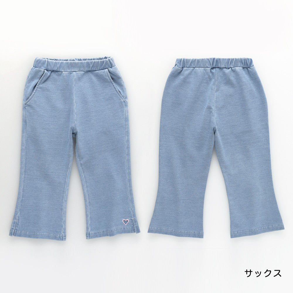 日本童裝 Branshes 心形刺繡彈力七分褲 80-130cm 女童款 夏季 PANTS