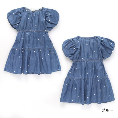 日本童裝 Branshes 輕盈愛心刺繡牛仔裙 80-150cm 女童款 夏季 DRESSES