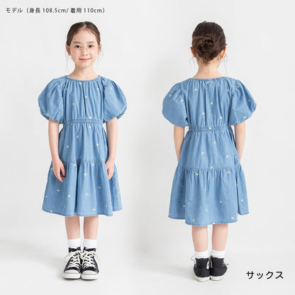 日本童裝 Branshes 輕盈愛心刺繡牛仔裙 80-150cm 女童款 夏季 DRESSES