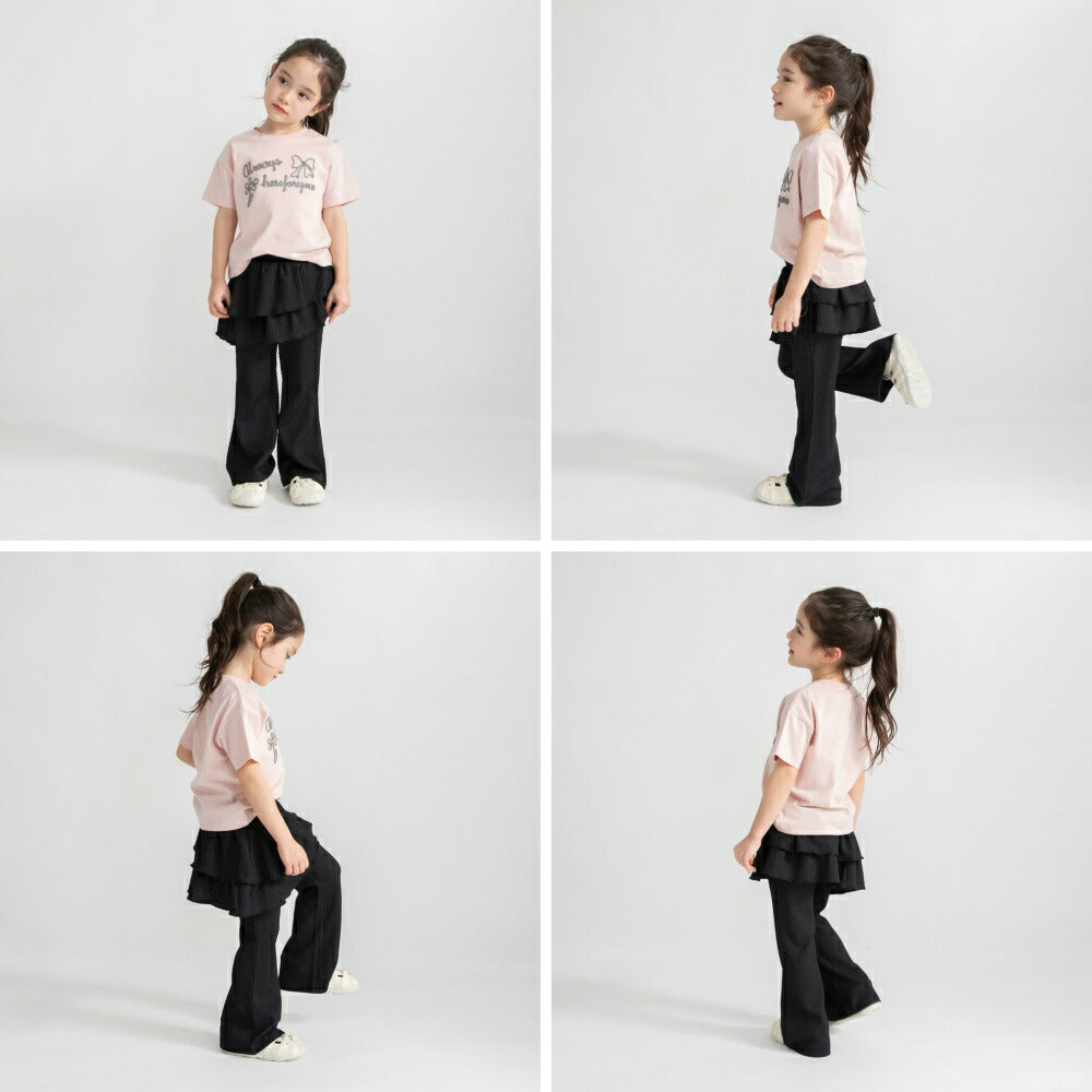 日本童裝 Branshes 荷葉邊假兩件喇叭褲 80-150cm 女童款 夏季 PANTS