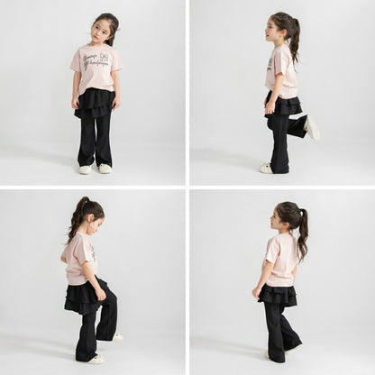 日本童裝 Branshes 荷葉邊假兩件喇叭褲 80-150cm 女童款 夏季 PANTS