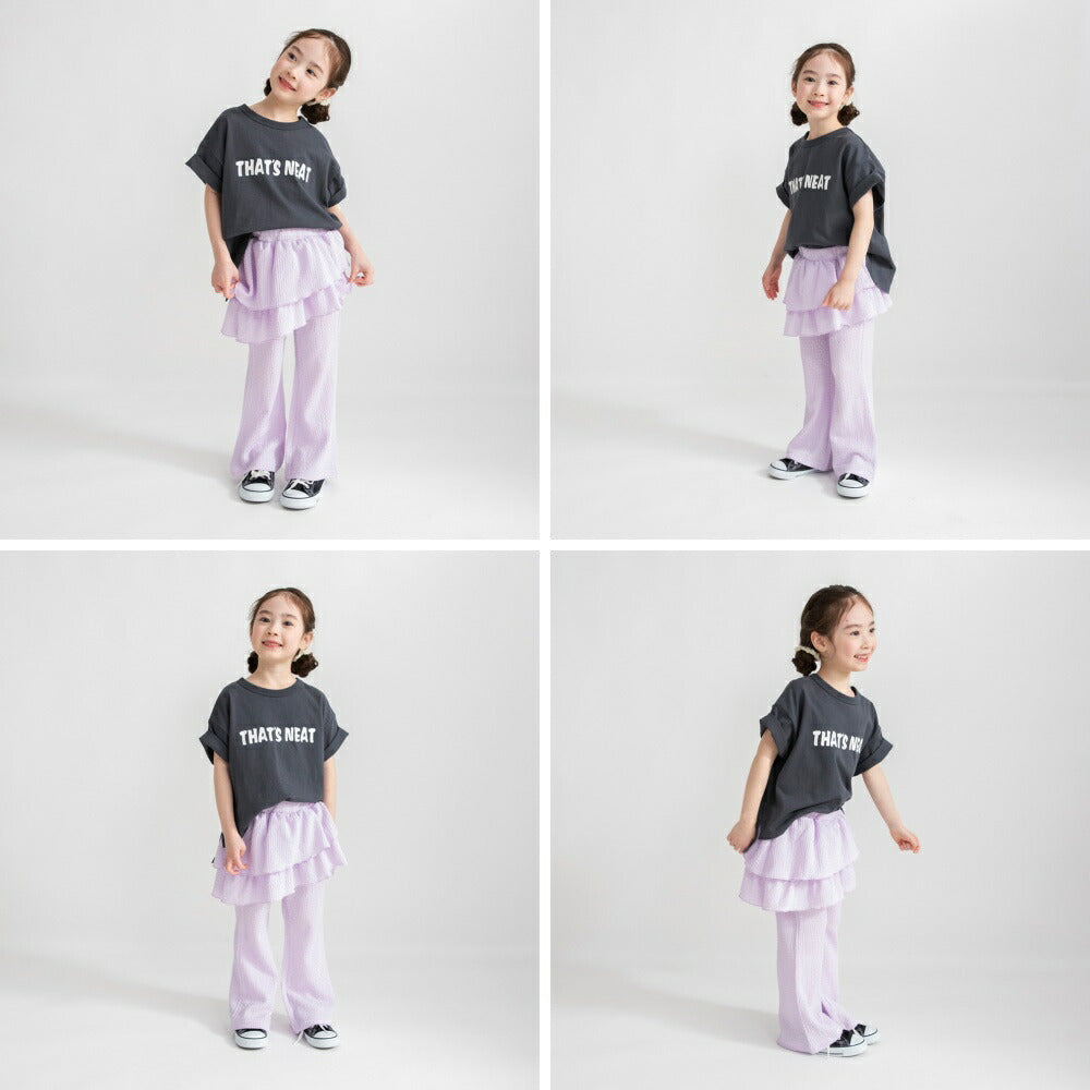 日本童裝 Branshes 荷葉邊假兩件喇叭褲 80-150cm 女童款 夏季 PANTS