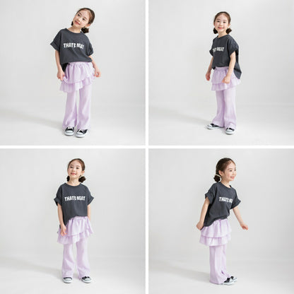 日本童裝 Branshes 荷葉邊假兩件喇叭褲 80-150cm 女童款 夏季 PANTS