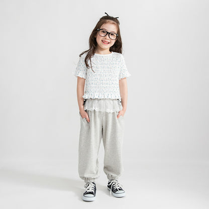 日本童裝 Branshes 蕾絲腰帶運動褲 80-150cm 女童款 夏季 PANTS