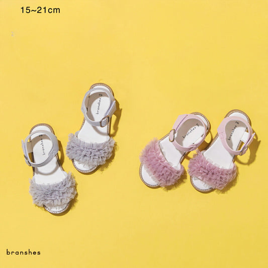 日本直送 Branshes 薄紗荷葉邊涼鞋 15-21cm 鞋系列 其他品牌