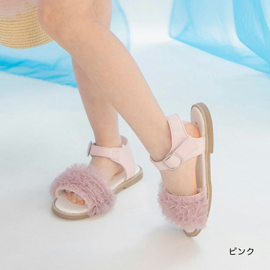 日本直送 Branshes 薄紗荷葉邊涼鞋 15-21cm 鞋系列 其他品牌