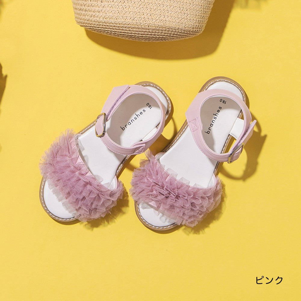 日本直送 Branshes 薄紗荷葉邊涼鞋 15-21cm 鞋系列 其他品牌