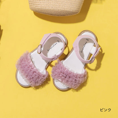 日本直送 Branshes 薄紗荷葉邊涼鞋 15-21cm 鞋系列 其他品牌