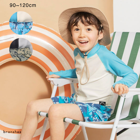 日本童裝 Branshes 防UV 泳衣外套短褲兩件套裝 90-120cm 男童款 夏季 夏日玩水泳衣特輯