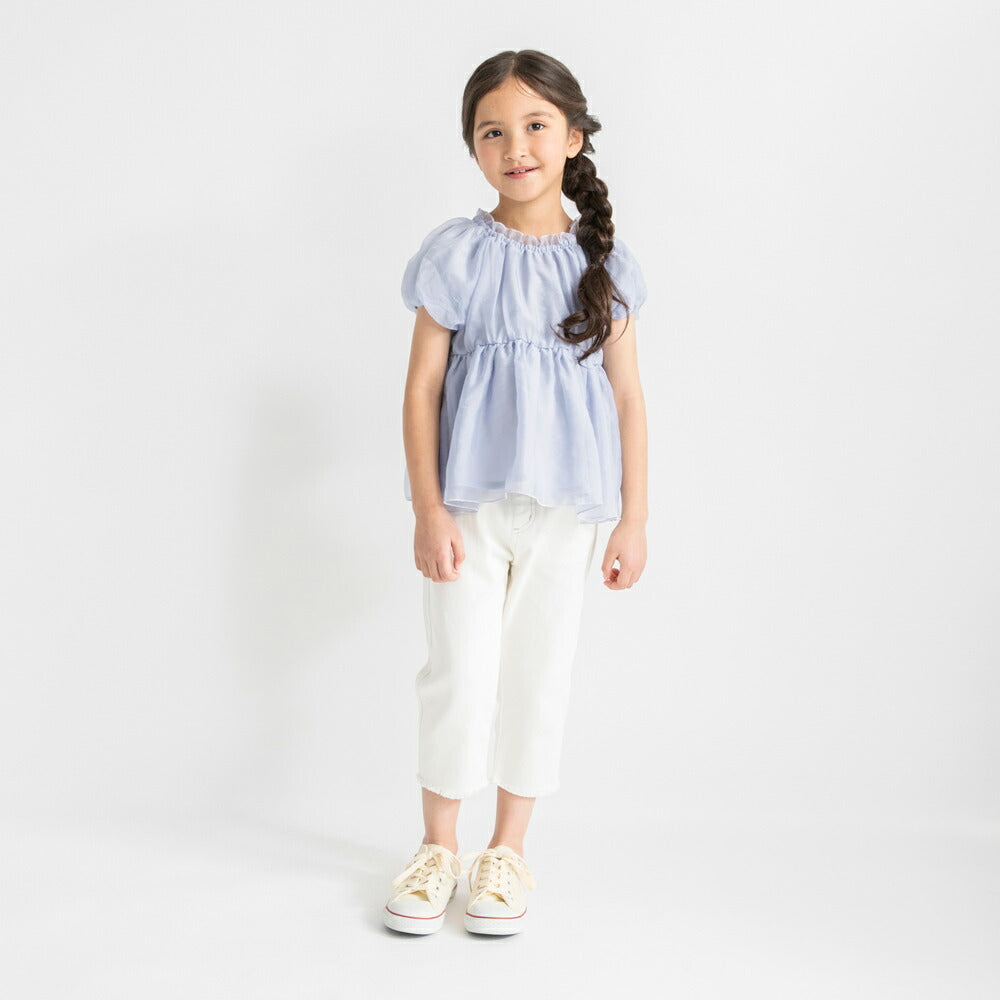 日本童裝 Branshes 歐根紗泡泡袖上衣 90-150cm 女童款 夏季 TOPS