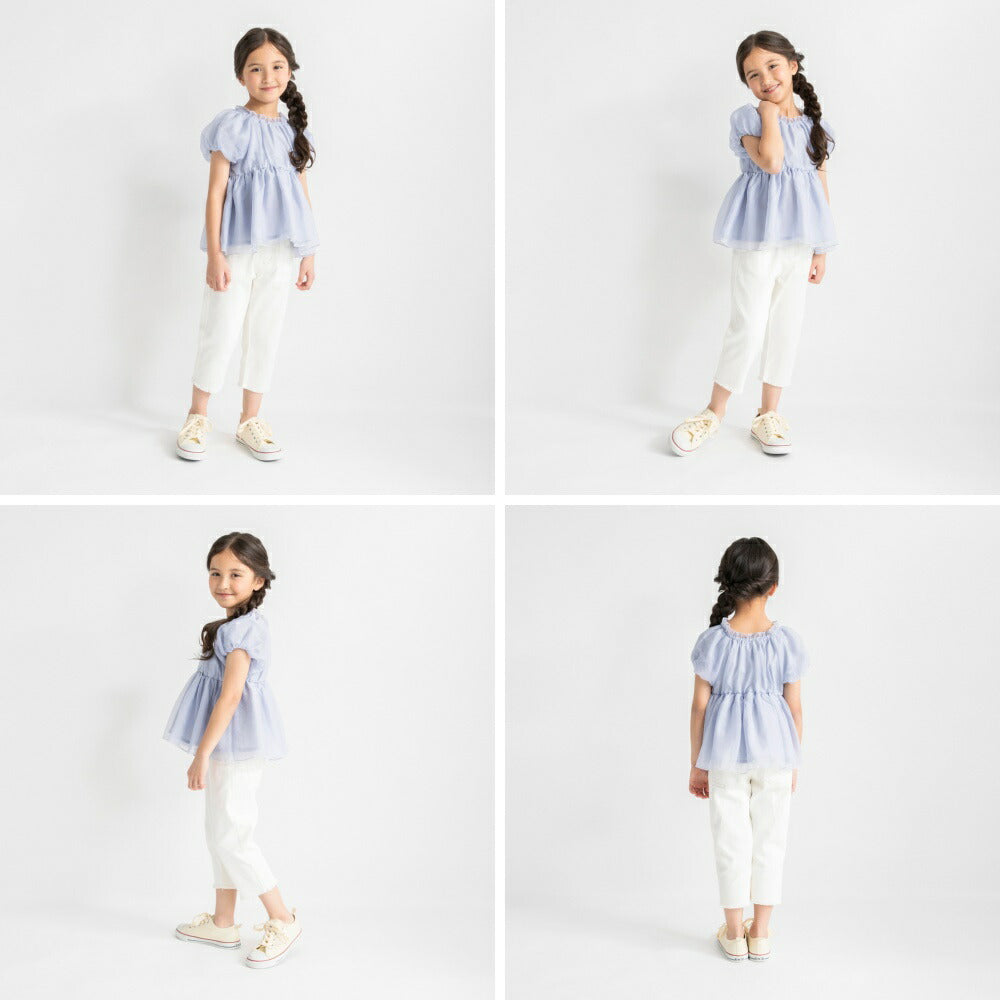 日本童裝 Branshes 歐根紗泡泡袖上衣 90-150cm 女童款 夏季 TOPS
