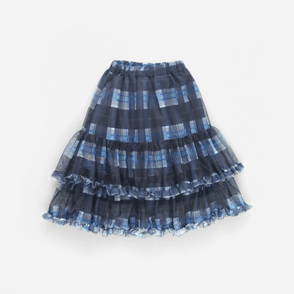 日本童裝 Branshes 格紋薄紗荷葉邊多層半裙 90-150cm 女童款 夏季 SKIRTS