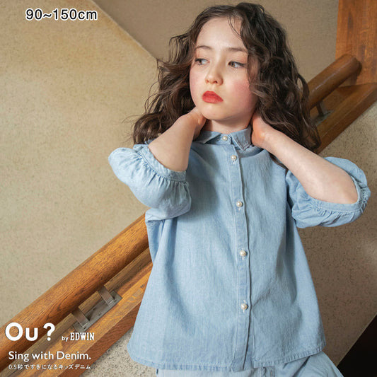 日本童裝 Branshes【Ou? by EDWIN】牛仔襯衫 90-150cm 女童款 夏季 TOPS