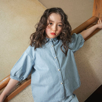 日本童裝 Branshes【Ou? by EDWIN】牛仔襯衫 90-150cm 女童款 夏季 TOPS