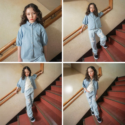 日本童裝 Branshes【Ou? by EDWIN】牛仔襯衫 90-150cm 女童款 夏季 TOPS