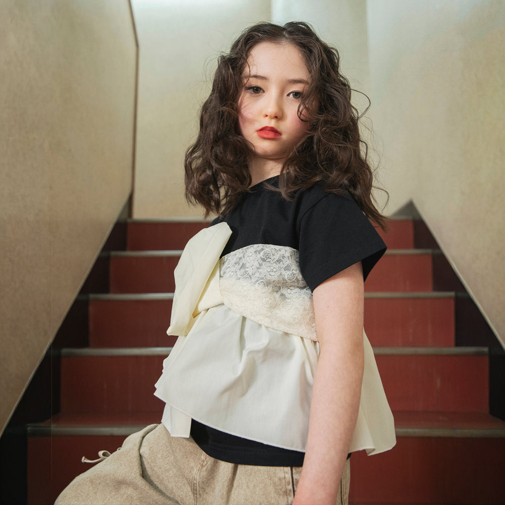 日本童裝 Branshes【Ou? by EDWIN】蕾絲荷葉邊上衣 90-150cm 女童款 夏季 TOPS