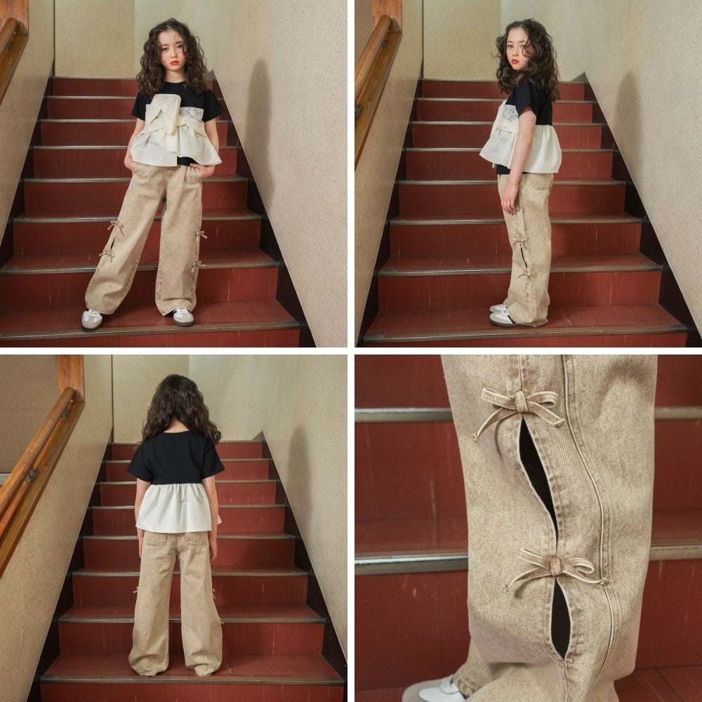 日本童裝 Branshes【Ou? by EDWIN】側邊繫帶牛仔褲 90-150cm 女童款 夏季 PANTS