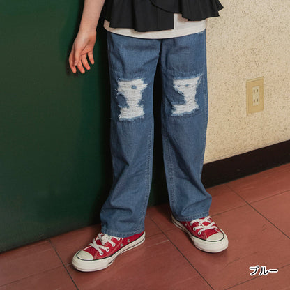 日本童裝 Branshes【Ou? by EDWIN】破洞牛仔褲 90-150cm 女童款 夏季 PANTS