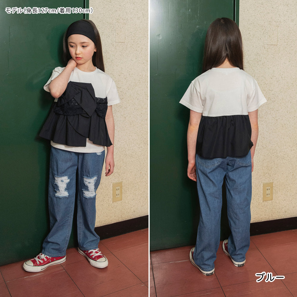 日本童裝 Branshes【Ou? by EDWIN】破洞牛仔褲 90-150cm 女童款 夏季 PANTS
