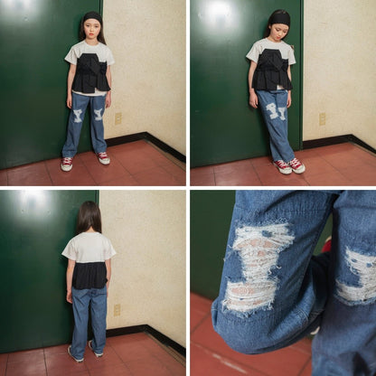 日本童裝 Branshes【Ou? by EDWIN】破洞牛仔褲 90-150cm 女童款 夏季 PANTS