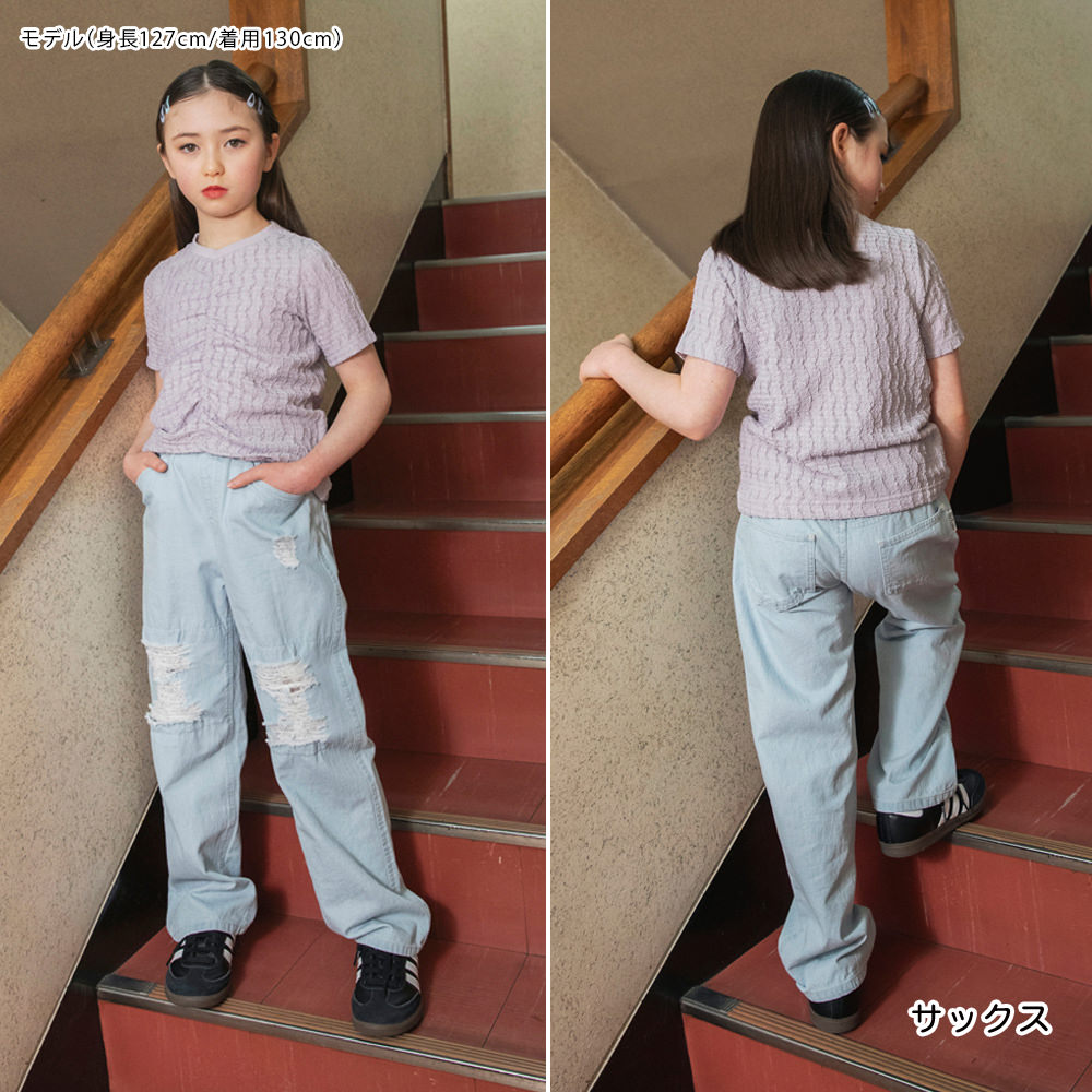 日本童裝 Branshes【Ou? by EDWIN】破洞牛仔褲 90-150cm 女童款 夏季 PANTS