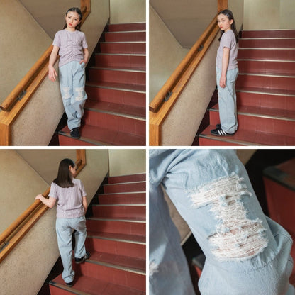 日本童裝 Branshes【Ou? by EDWIN】破洞牛仔褲 90-150cm 女童款 夏季 PANTS